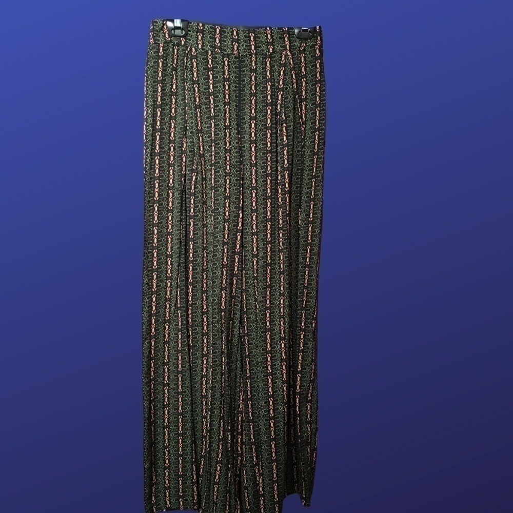 ABERCROMBIE & FITCH Patterned Wide Leg Pull-on SPRING SUMMER PANTS, NWT, Large